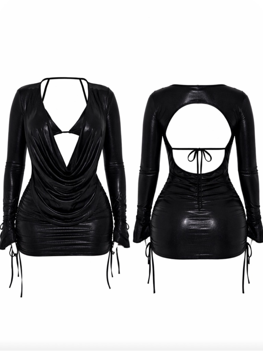 3 Piece Black Long Sleeve Skirt Set